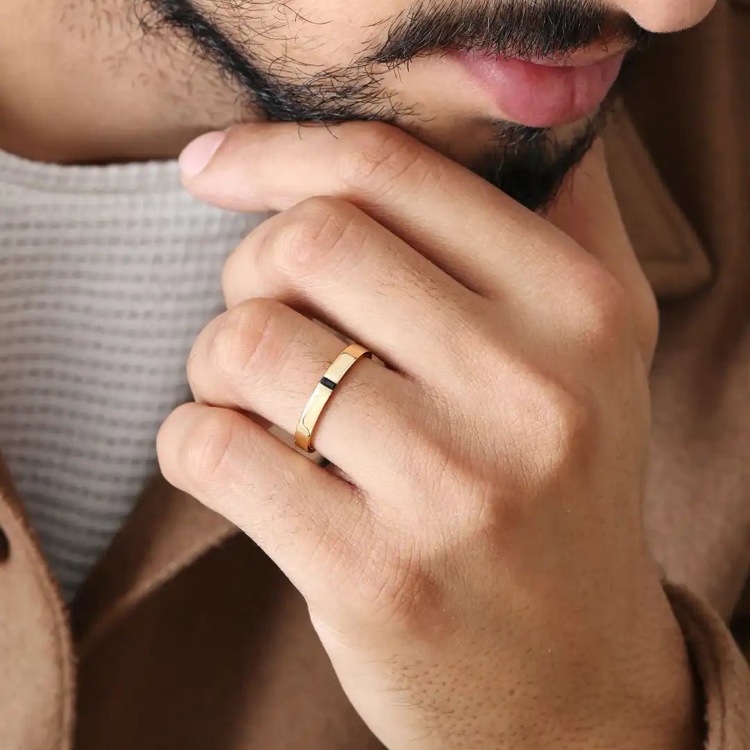 Bague Homme Solitaire Acier Inoxydable Avec Pierre Colorée - 8 Tailles Disponibles