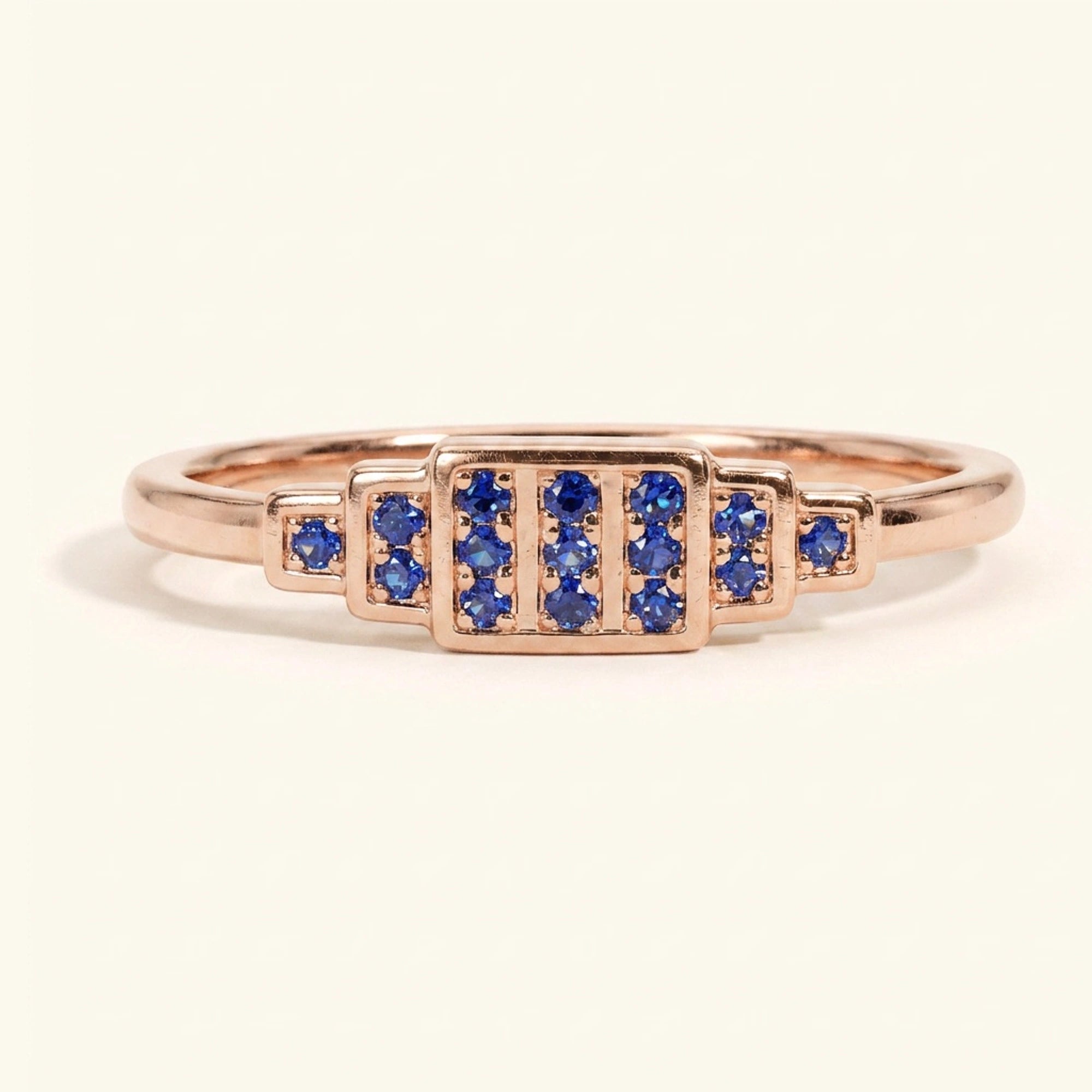 Bague art déco Brami XL en or rose sertie de saphirs