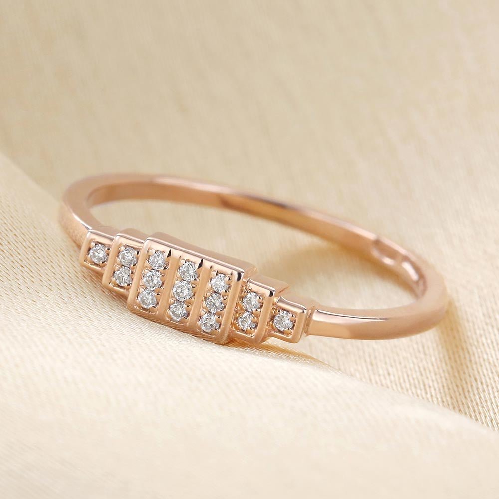 Anillo geométrico rectangular Brami XL de oro rosa de 18 quilates