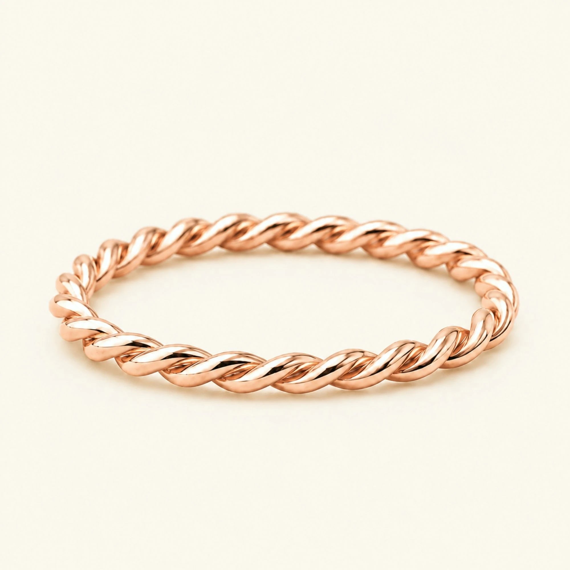 Alliance torsadée or rose 18 carats Musubi, jonc fin effet corde