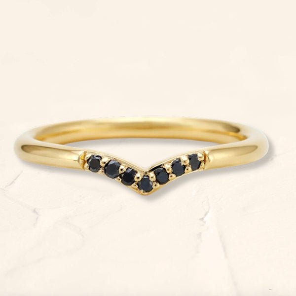 Bague alliance en v diamant noir Sakshi