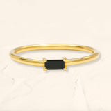 minimalist black diamond ring yellow gold baguette