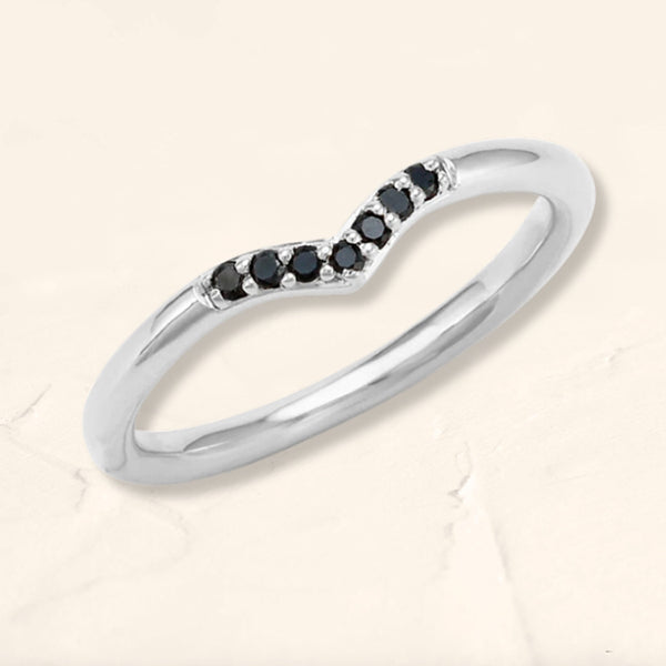 bague en v diamant noir et or blanc 18 carats