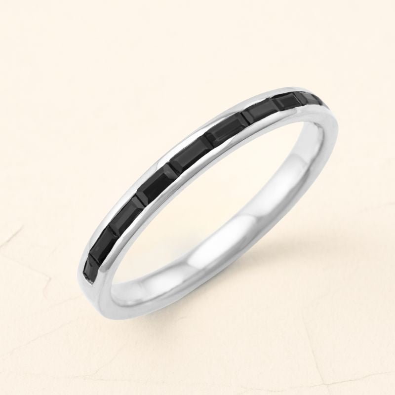 18 karat white gold black diamond ring for men semi-eternity 