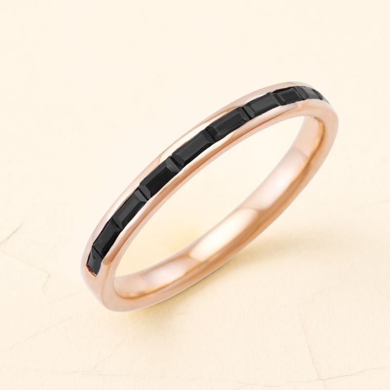  Men's 18-carat rose gold black diamond mangal ring