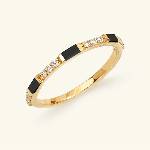 Bague alliance Moksha semi éternité diamant noir et blanc