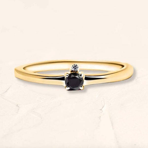 Black diamond and white diamond ring