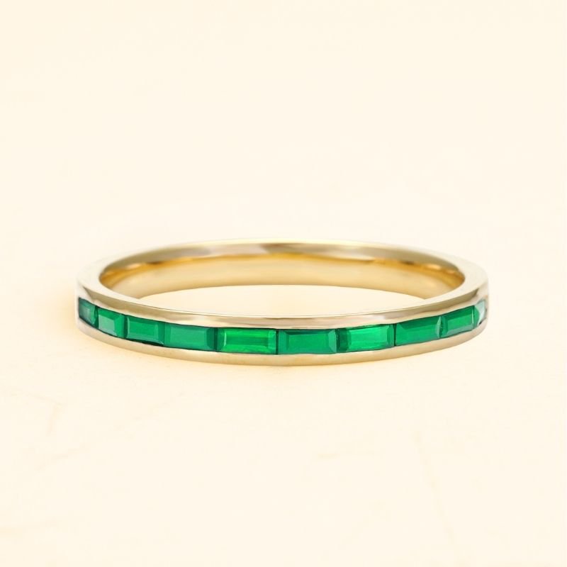 Baguette-cut emerald ring for men 