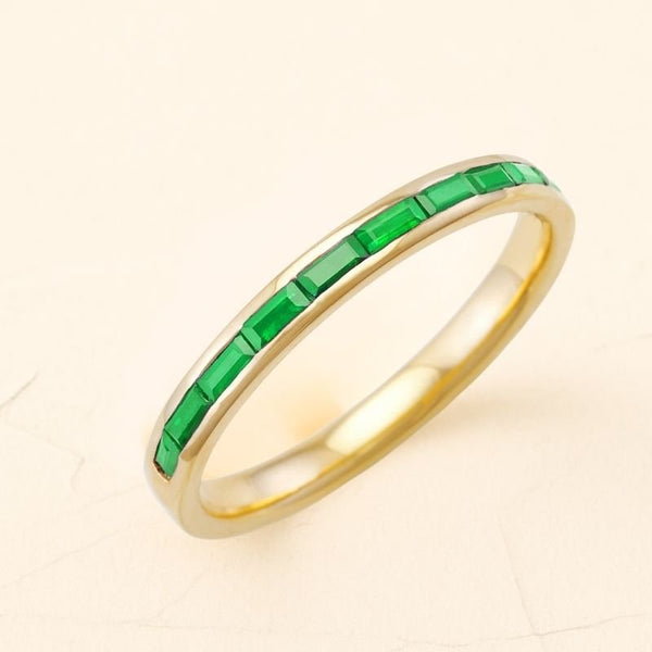 Semi eternity emerald ring for men