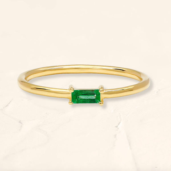 yellow gold baguette emerald shanti ring