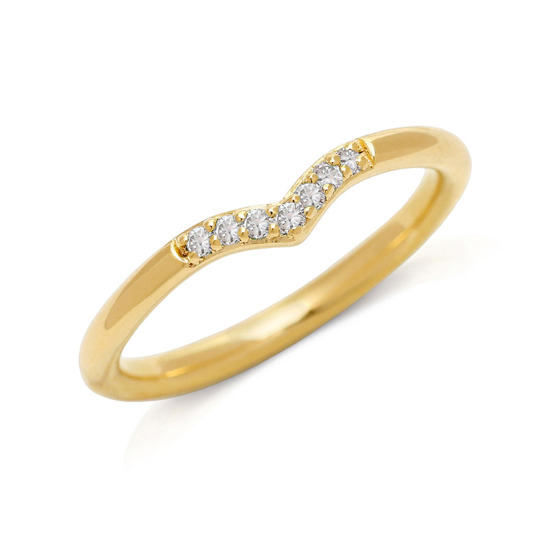 Sakshi yellow gold diamond v-ring