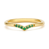 Sakshi Yellow Gold Emerald V Ring