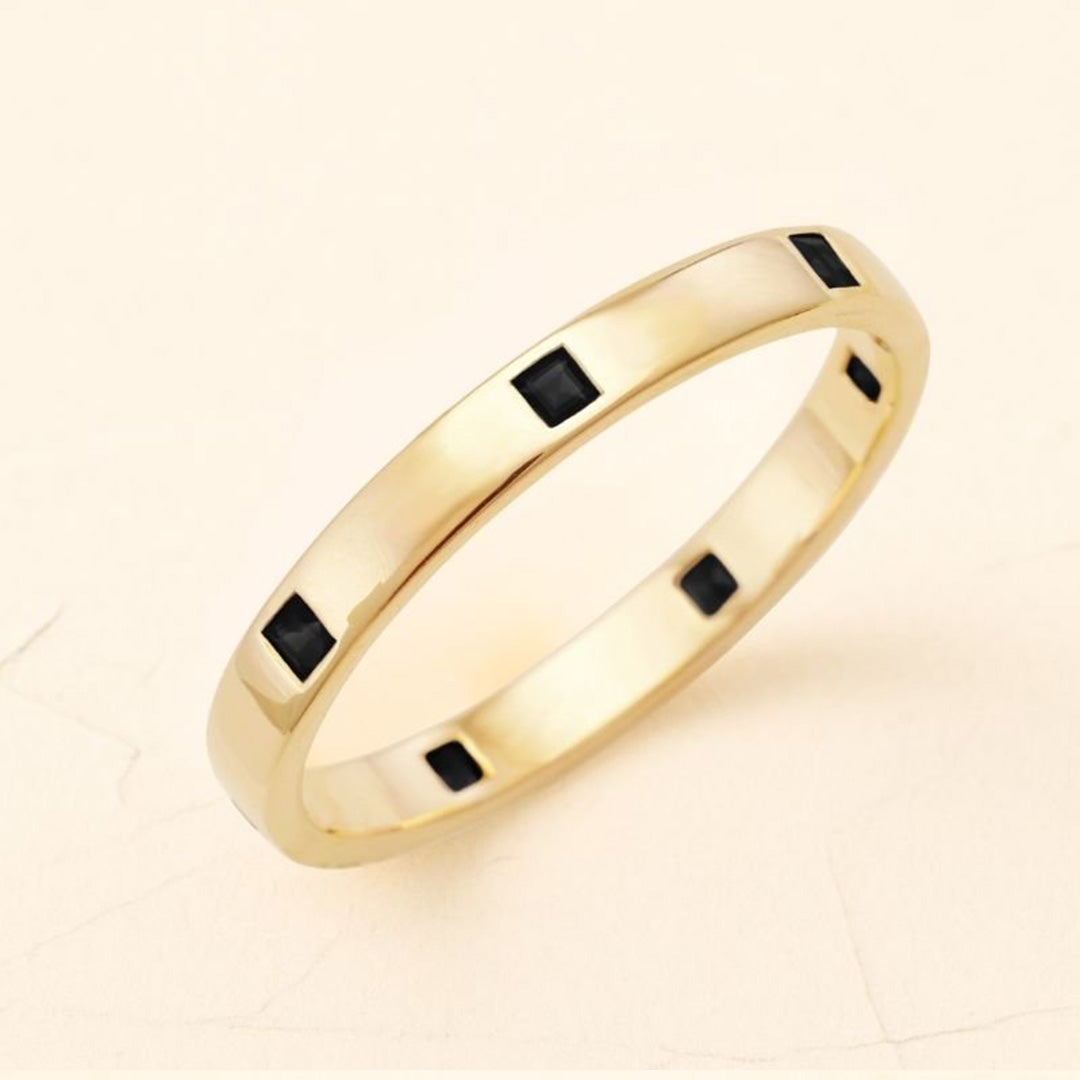 Viyom alianza de diamante negro para hombre