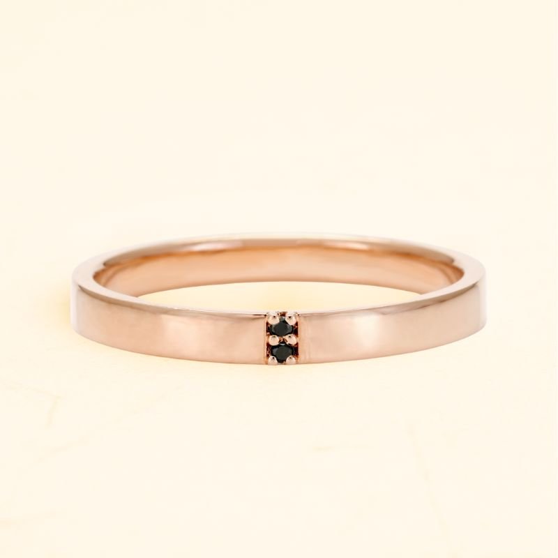 Kabir men's black diamond rose gold ring 