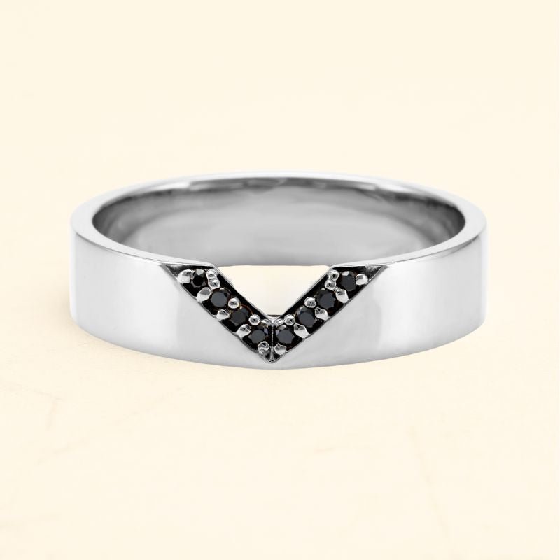 Rudra 18K White Gold black diamond man ring
