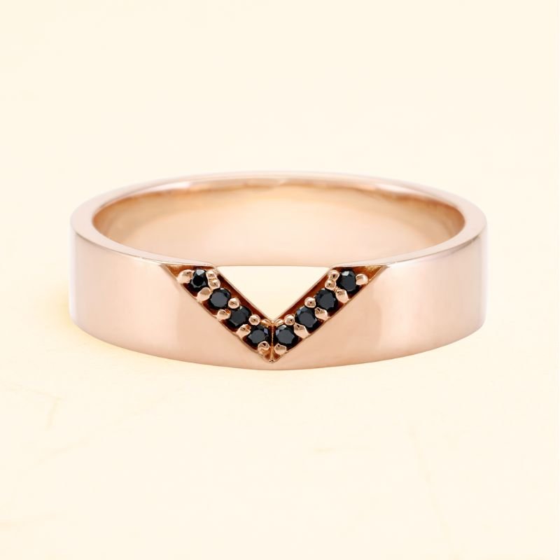 Rudra 18 carat rose gold black diamond men's ring 