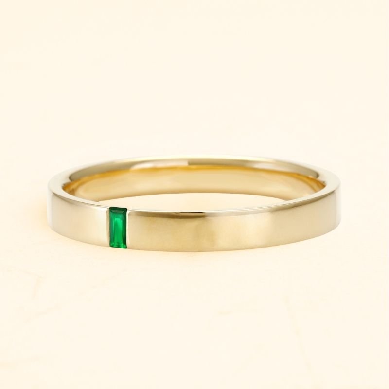 Men's Agni emerald and 18-carat gold solitaire ring