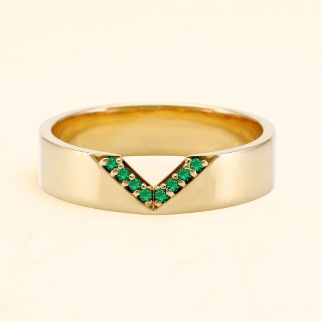 Anillo Rudra de oro de 18 quilates y esmeralda para hombre