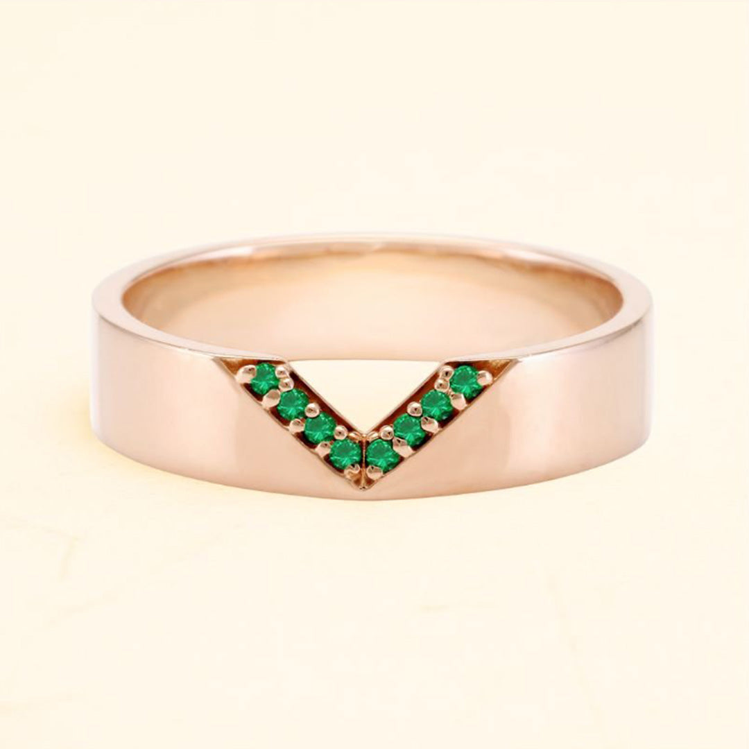 Rudra 18-carat rose gold and emerald ring for men