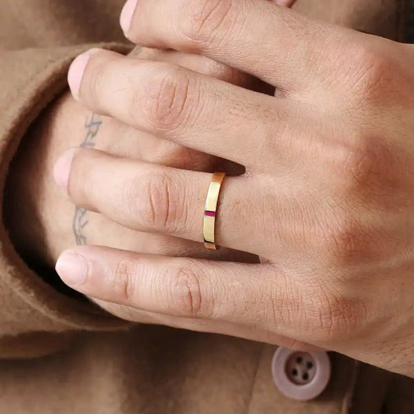 ruby baguette engagement ring for men