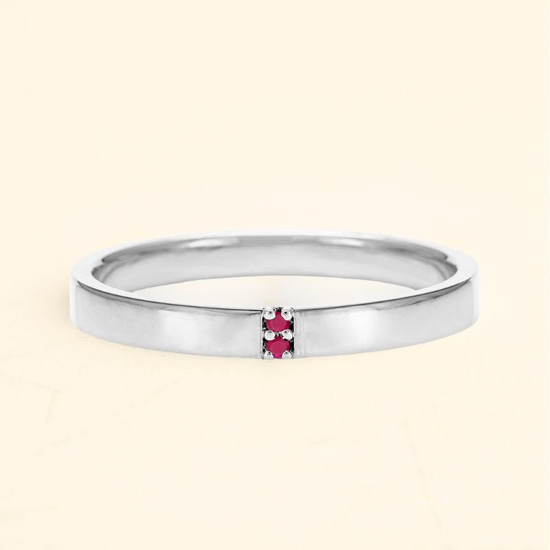 Kabir men's ring in 18K White Gold and rubies