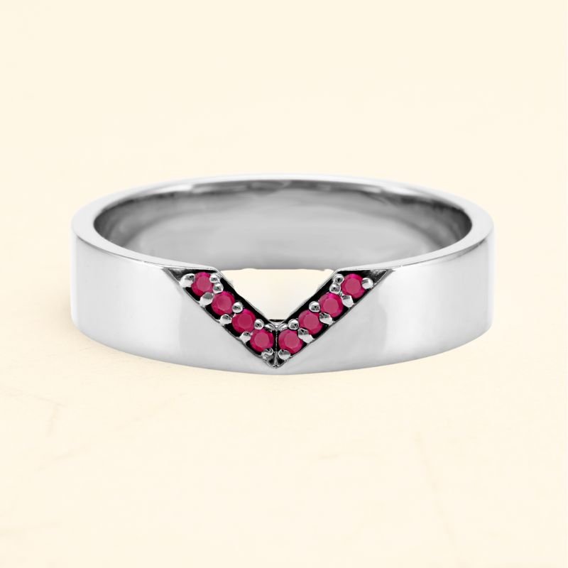 Rudra 18k white gold carat and ruby ring for men