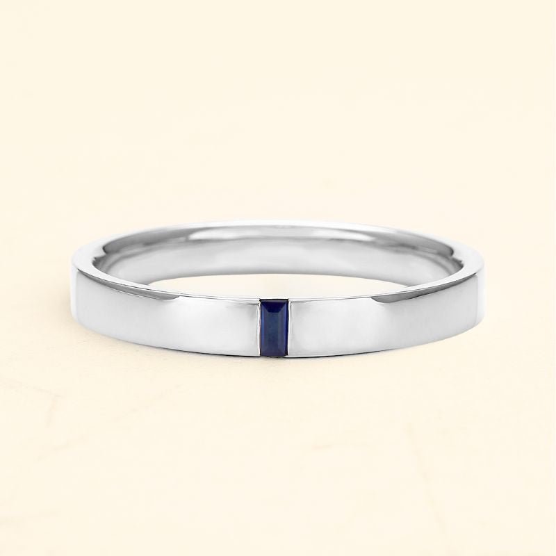 Solitaire Agni sapphire ring for men in 18-carat white gold 