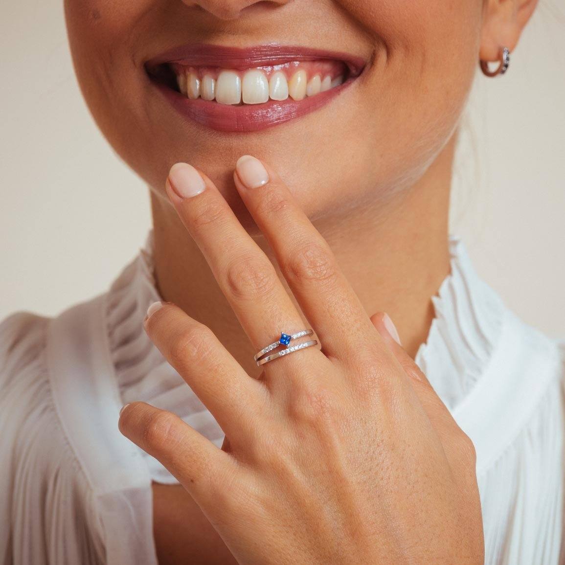 anillos de diamantes finos de oro blanco