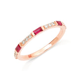 ruby baguette diamond wedding ring in rose gold Moksha