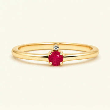 Bague de fiançailles solitaire rubis en or jaune