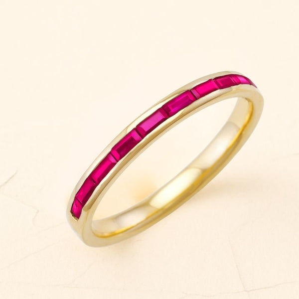 Mangal semi-eternity ruby ring for men