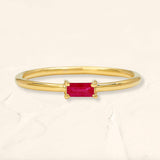 solitaire ring ruby baguette