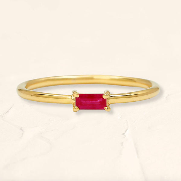 solitaire ring ruby baguette