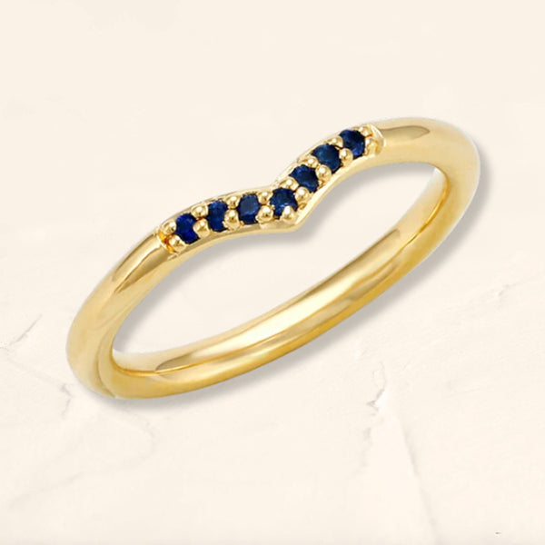 Sakshi sapphire vermeil v-ring