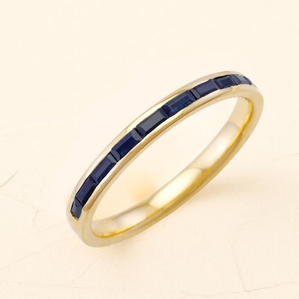 Zafiro anillo semi-eternidad para hombre Mangal