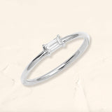 Shanti baguette diamond solitaire ring in white gold