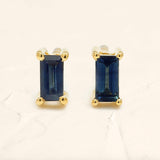 Shanti sapphire solitaire baguette earrings