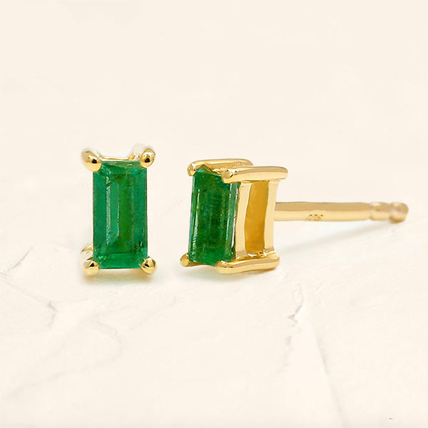 Shanti emerald baguette earrings