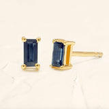 Solitaire sapphire baguette earrings