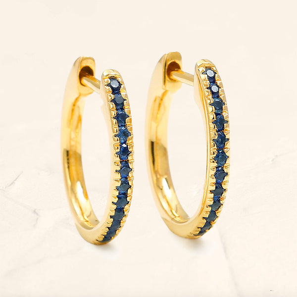 Sapphire paved Ujala hoop earrings in yellow gold