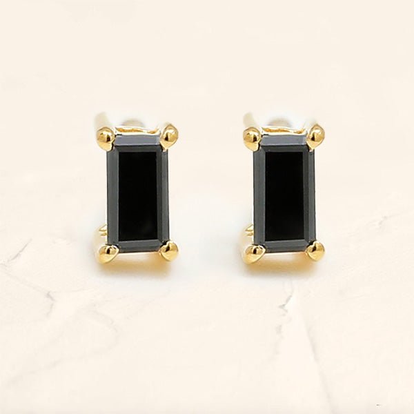 Boucles d'oreilles baguette diamant noir