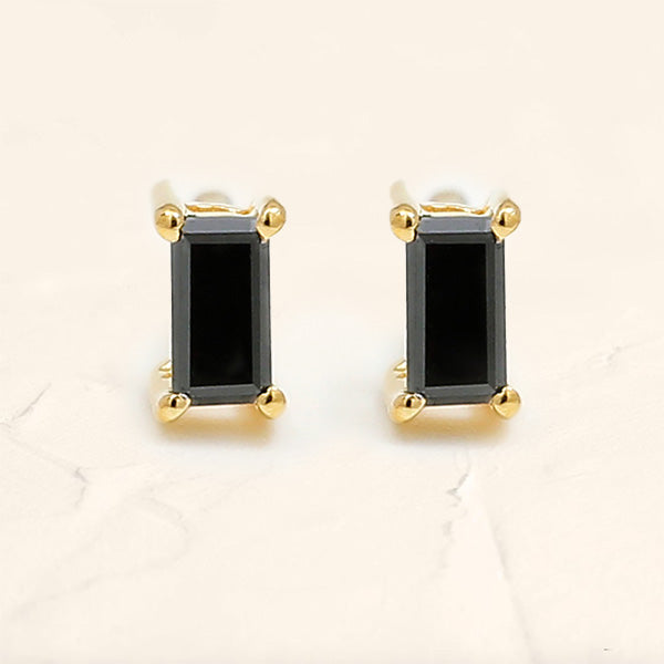 Boucles d'oreilles baguette diamant noir