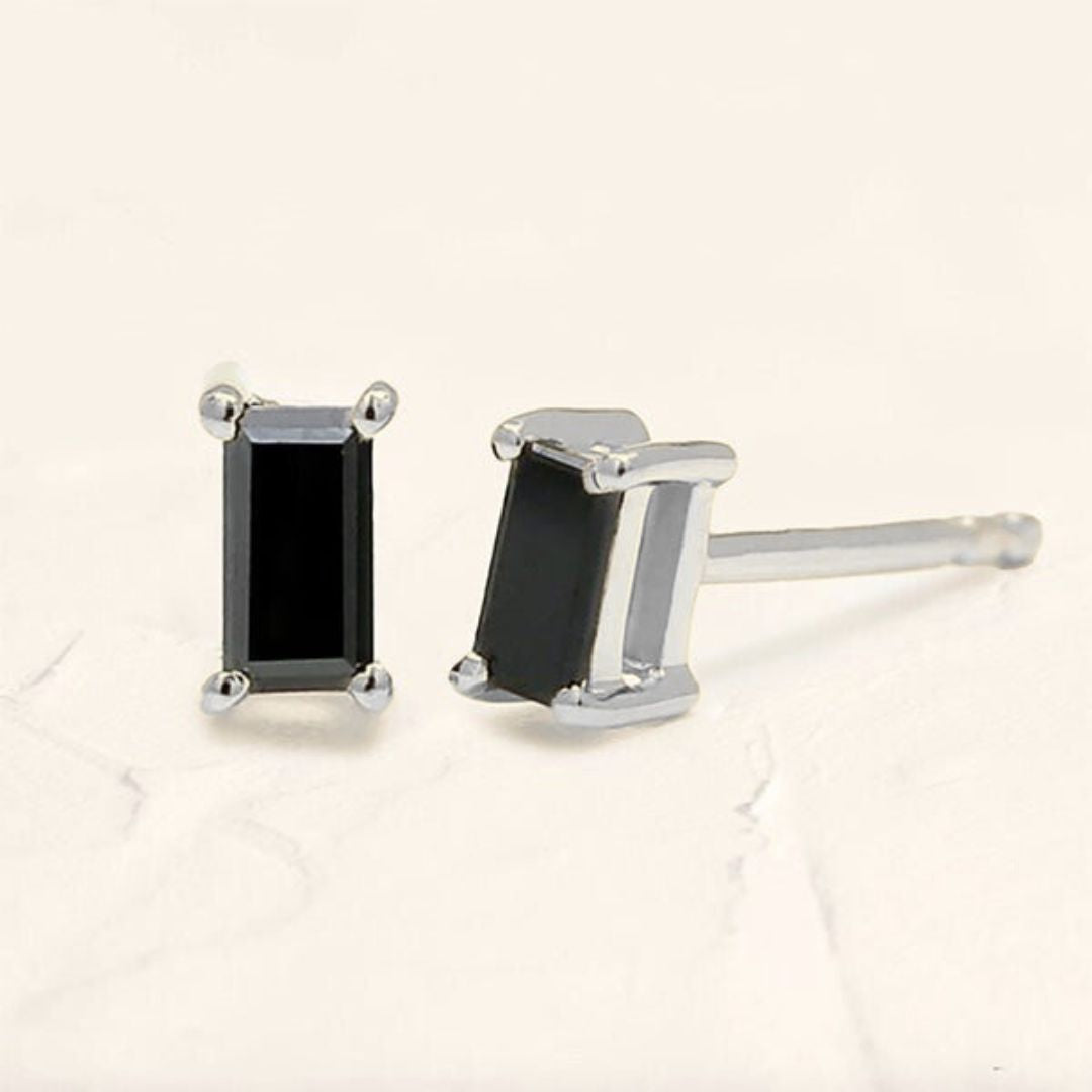 Boucles d'oreilles Shanti diamant noir or blanc