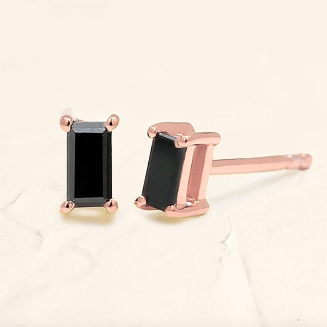 Boucles d'oreilles Shanti diamant noir or rose