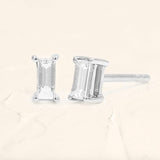 Baguette diamond earrings in white gold