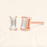 Diamond baguette earrings rose gold