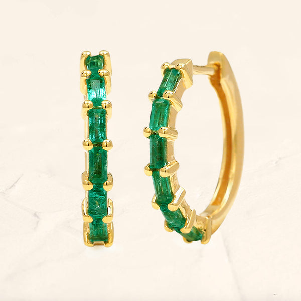 Yatra emerald yellow gold hoops