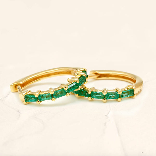 Yatra emerald creoles in gold vermeil