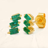 Emerald and yellow gold Jivane baguette earrings