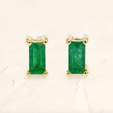 Yellow gold Shanti emerald baguette earrings